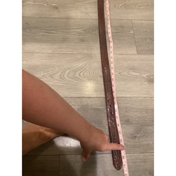 Polo Ralph Lauren Mens Alligator Leather Belt 34 In 85 CM Brown Classic Preppy - Picture 8 of 12